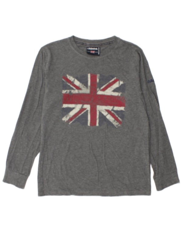 Admiral Mens Graphic Top manga comprida algodão manchado cinza médio