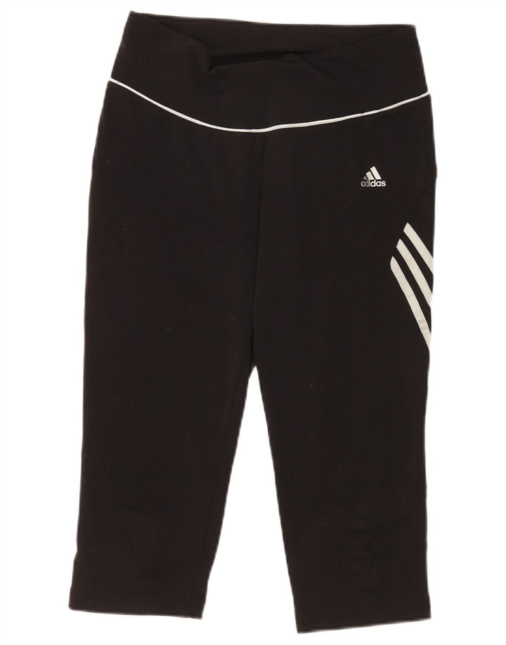 Adidas Womens Capri Leggings UK 14 Médio Preto Poliéster Esportes