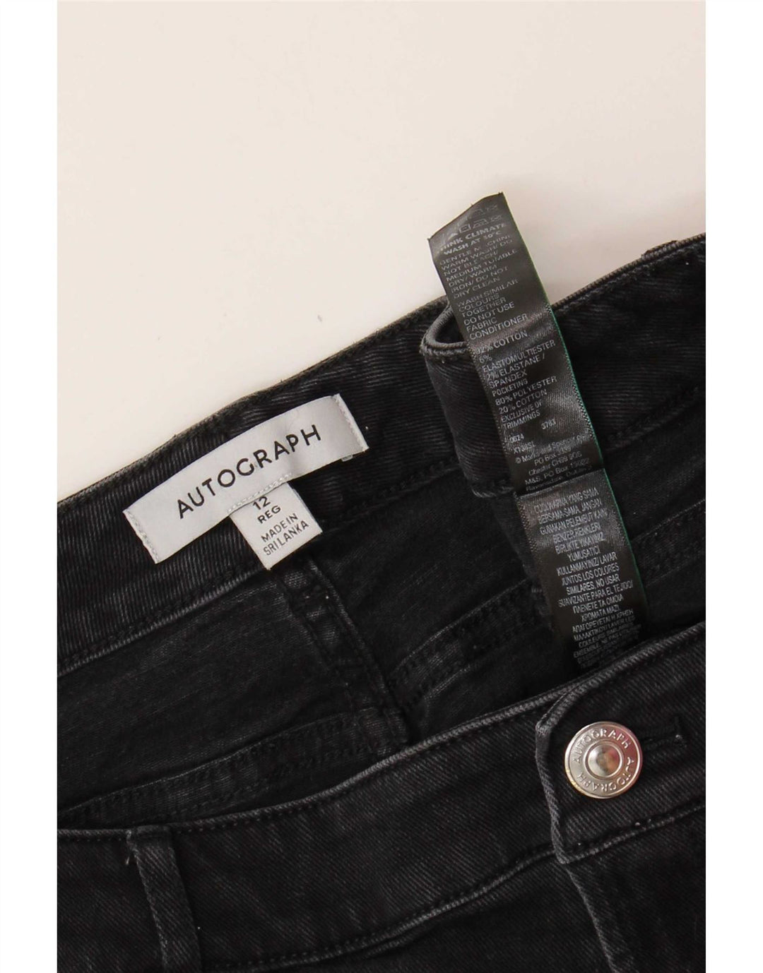 Jeans Marks & Spencer Feminino Autograph Tapered Reino Unido 12 Médio W32 L29 Cinza