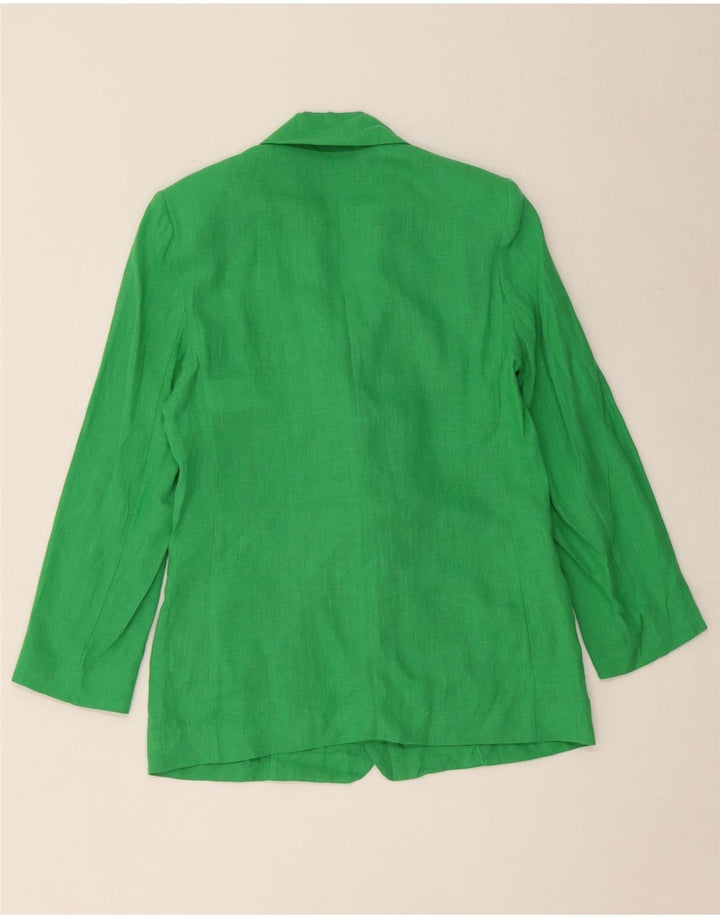 Jaqueta blazer feminina Marella EMME com 1 botão Reino Unido 8 linho verde pequeno