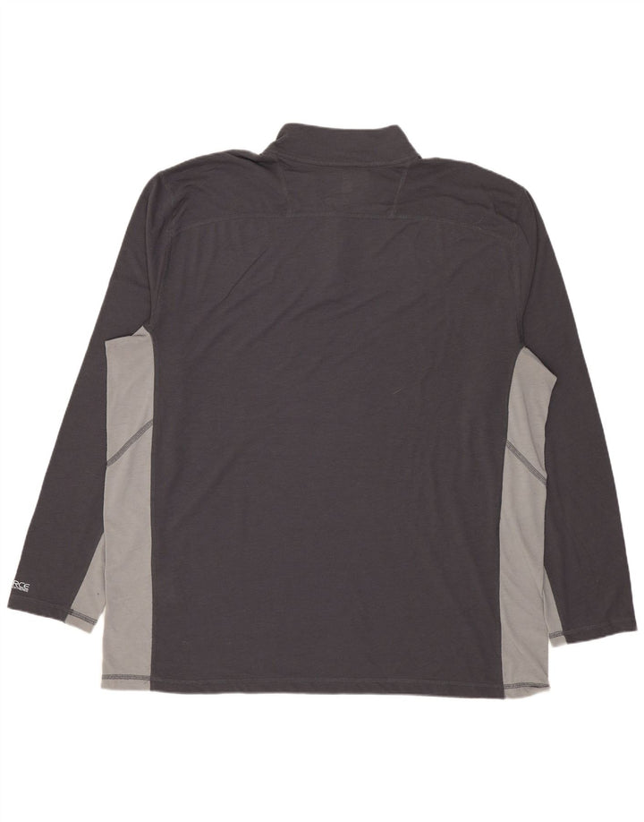 Carhartt Mens Zip Neck Pullover Treino Top XL Cinza Colourblock