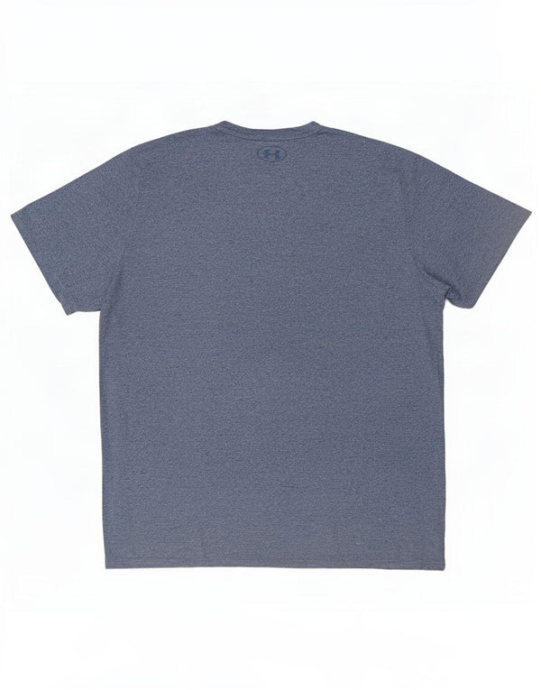 Camiseta masculina Under Armour Heat Gear Loose Fit Top grande azul manchado