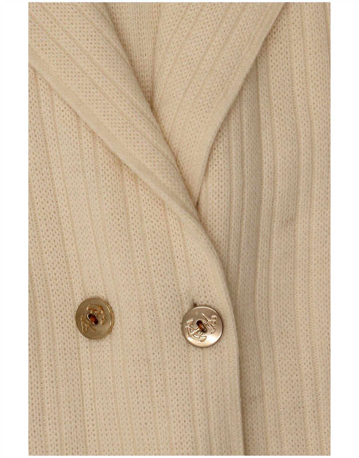 Suéter cardigã feminino grande com peito duplo CAGI IT 34 2XS branco