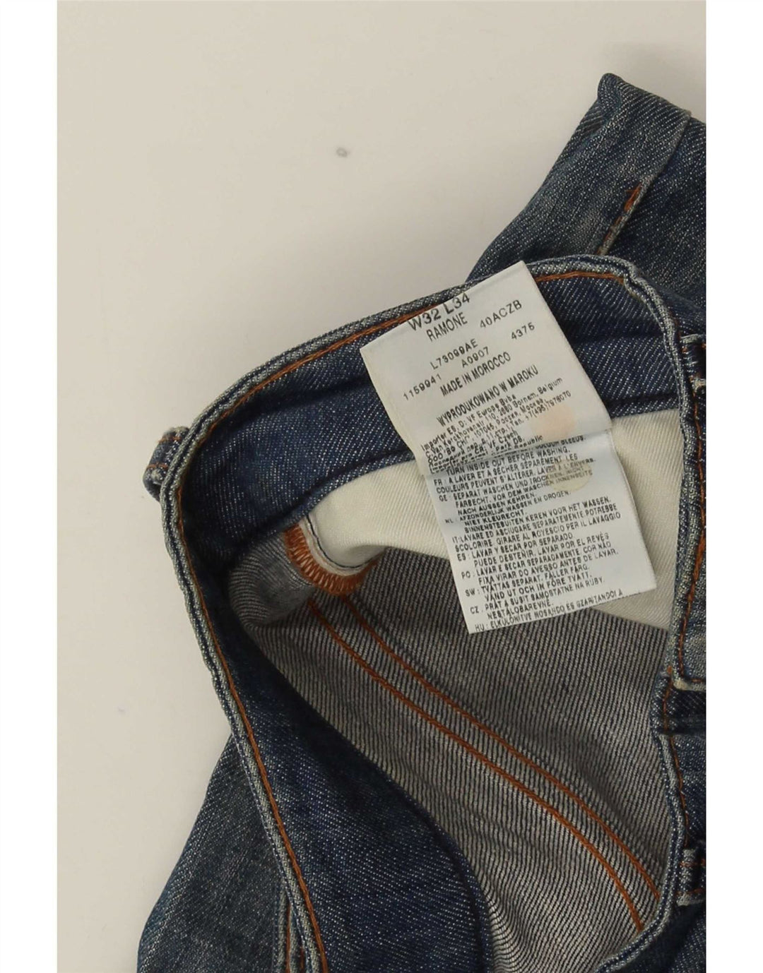 Lee Mens Ramone Slim Jeans W32 L26 Azul Algodão