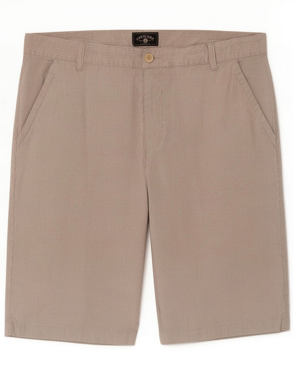 Navigare Mens Chino Shorts IT 56 3XL W38 Beige Striped Cotton