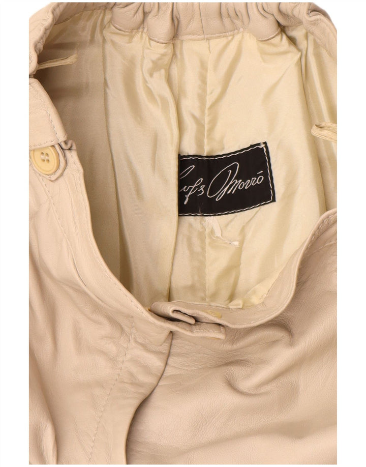 Calças capri femininas vintage de couro W24 L14 bege