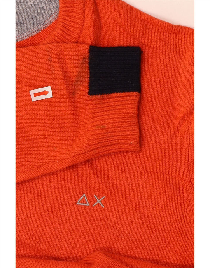 Suéter feminino Sun68 com gola redonda, tamanho UK 16, grande, lã laranja