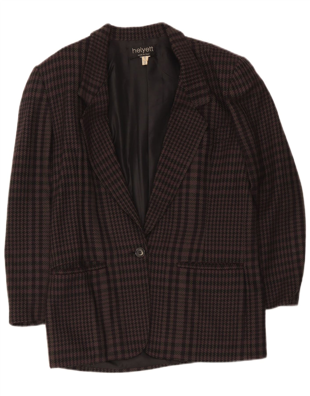 Jaqueta blazer feminina Helyett com 1 botão IT 42 lã houndstooth marrom médio