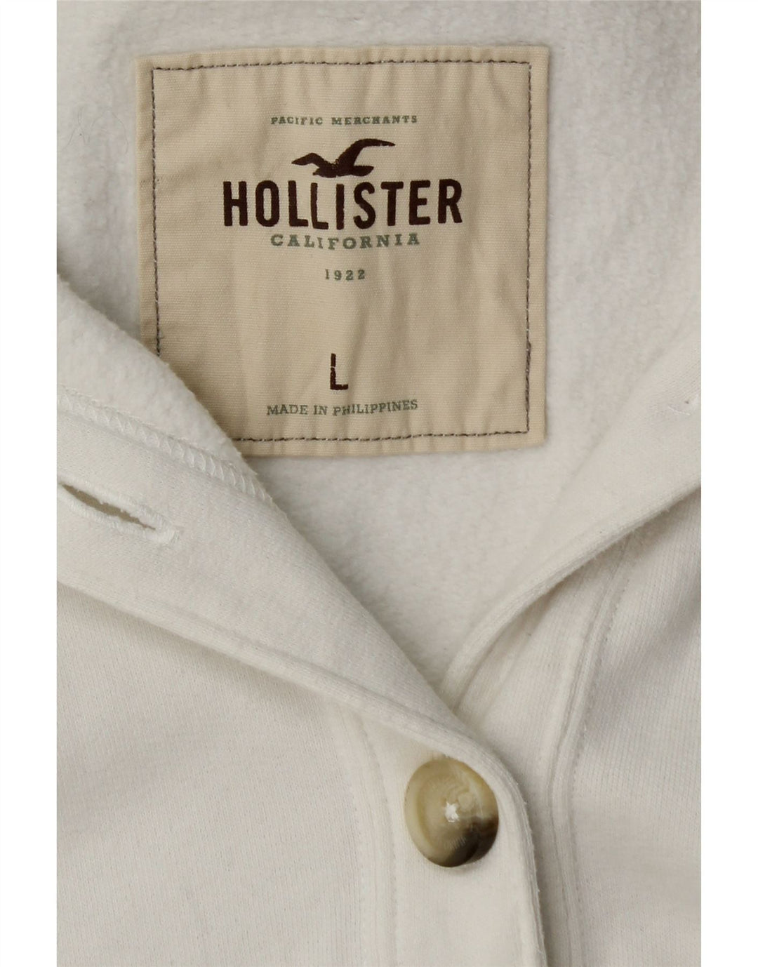 Jaqueta feminina HOLLISTER com agasalho gráfico UK 14 grande algodão branco