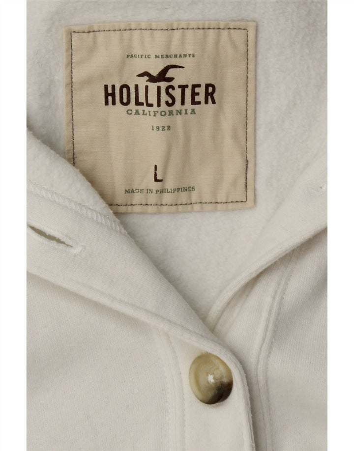 Jaqueta feminina HOLLISTER com agasalho gráfico UK 14 grande algodão branco