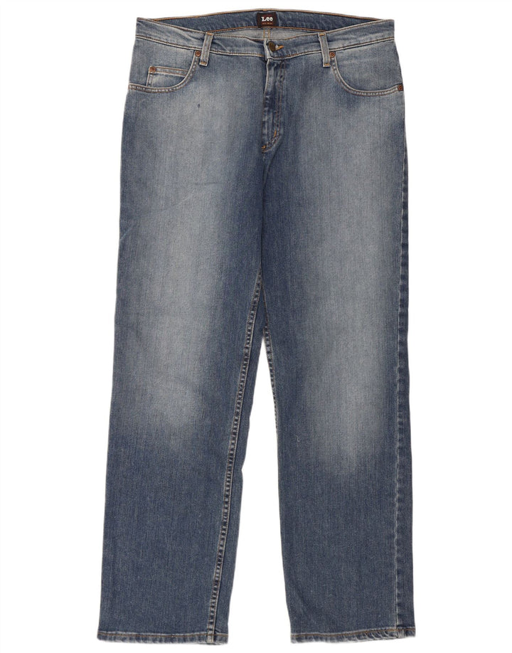 Lee Mens Brooklyn Straight Jeans W36 L32 Azul Algodão