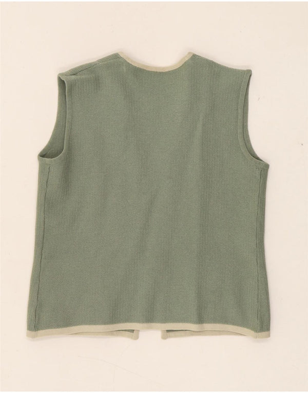 Colete de malha feminino vintage UK 8 pequeno verde listrado retrô