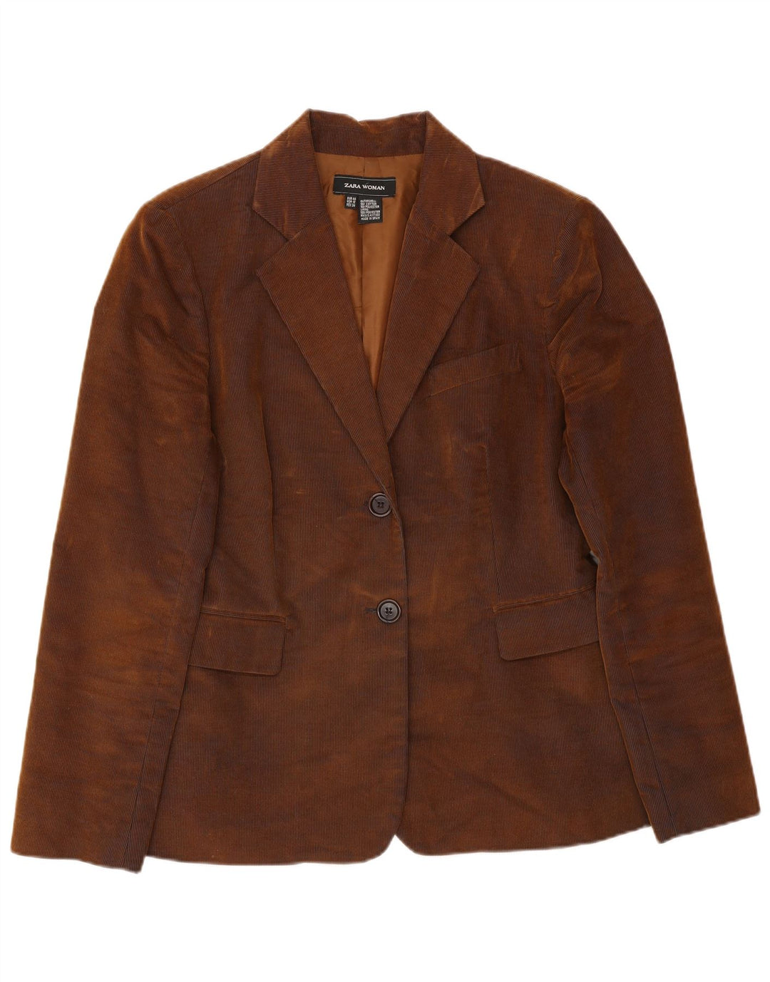 Zara Jaqueta blazer feminina de veludo cotelê com 2 botões EU 44 XL algodão marrom
