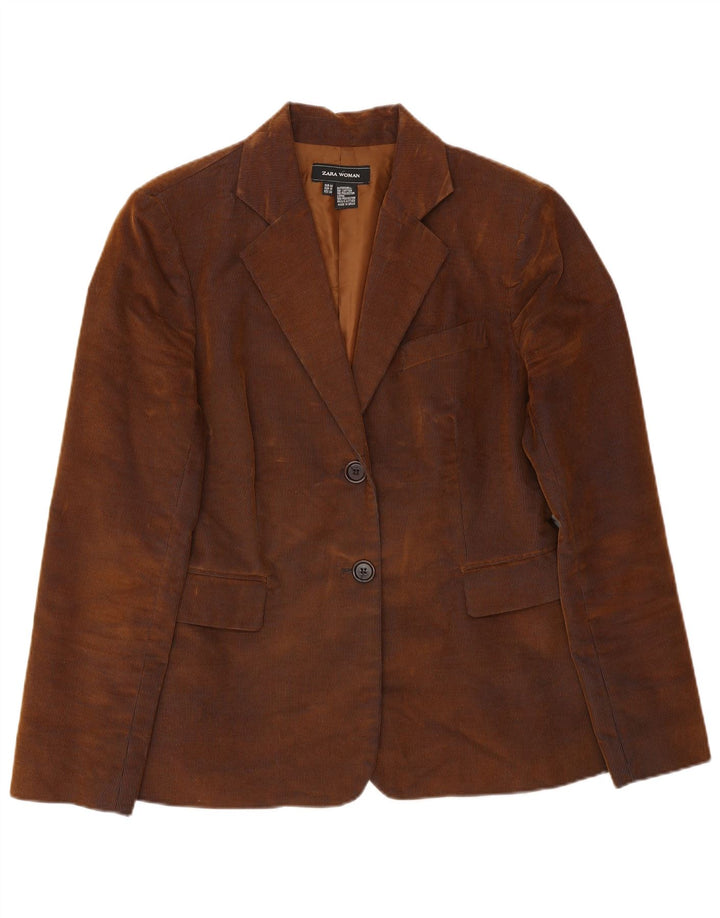Zara Jaqueta blazer feminina de veludo cotelê com 2 botões EU 44 XL algodão marrom