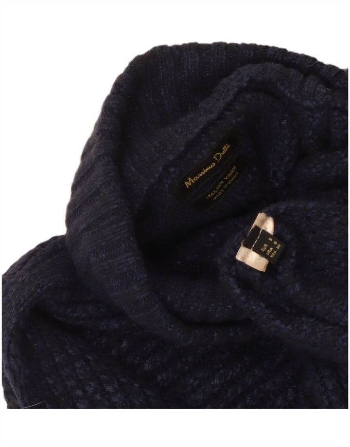 Suéter feminino Massimo Dutti com gola tartaruga Reino Unido 10 pequeno azul marinho