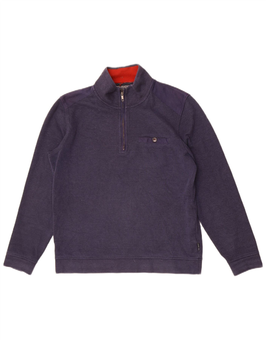 Suéter masculino Ted Baker com zíper e gola tamanho 3 médio azul marinho