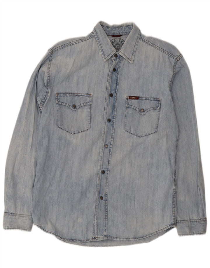 Camisa jeans masculina Carrera algodão azul médio