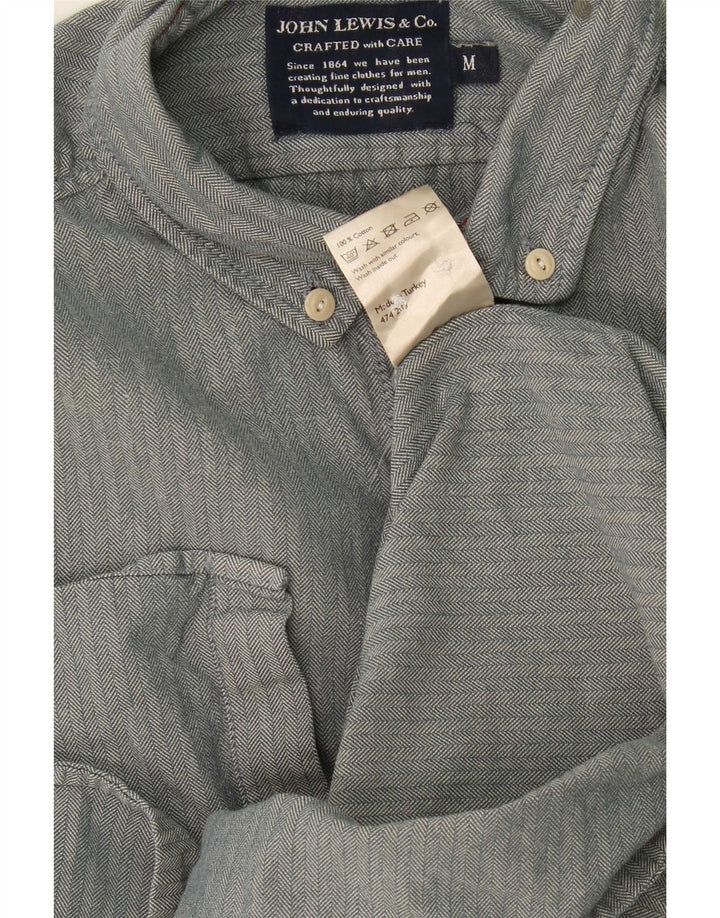 Camisa masculina John Lewis algodão espinha de peixe cinza médio