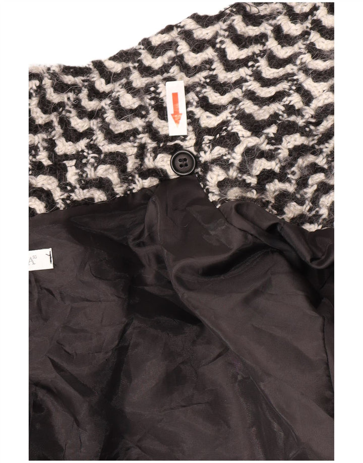 Sobretudo feminino vintage IT 50 XL acetato geométrico preto