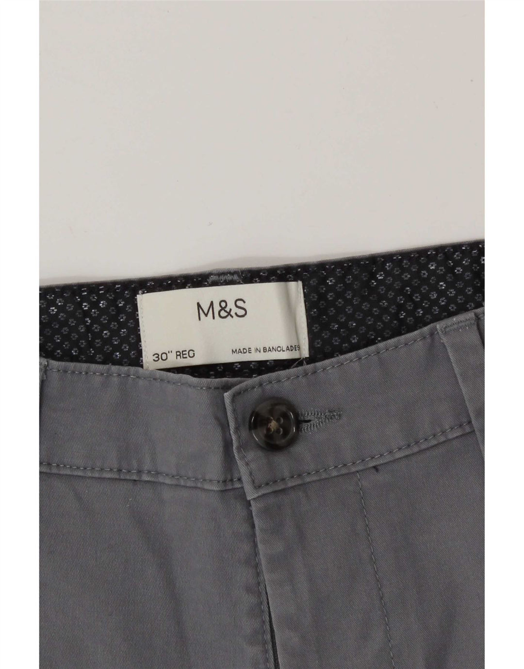 Shorts Chino masculino Marks & Spencer médio W30 algodão cinza