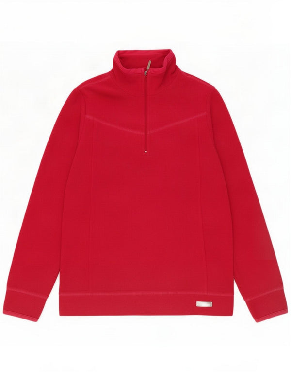 Champion Womens Zip Neck Fleece Jumper UK 14 Médio Poliéster Borgonha
