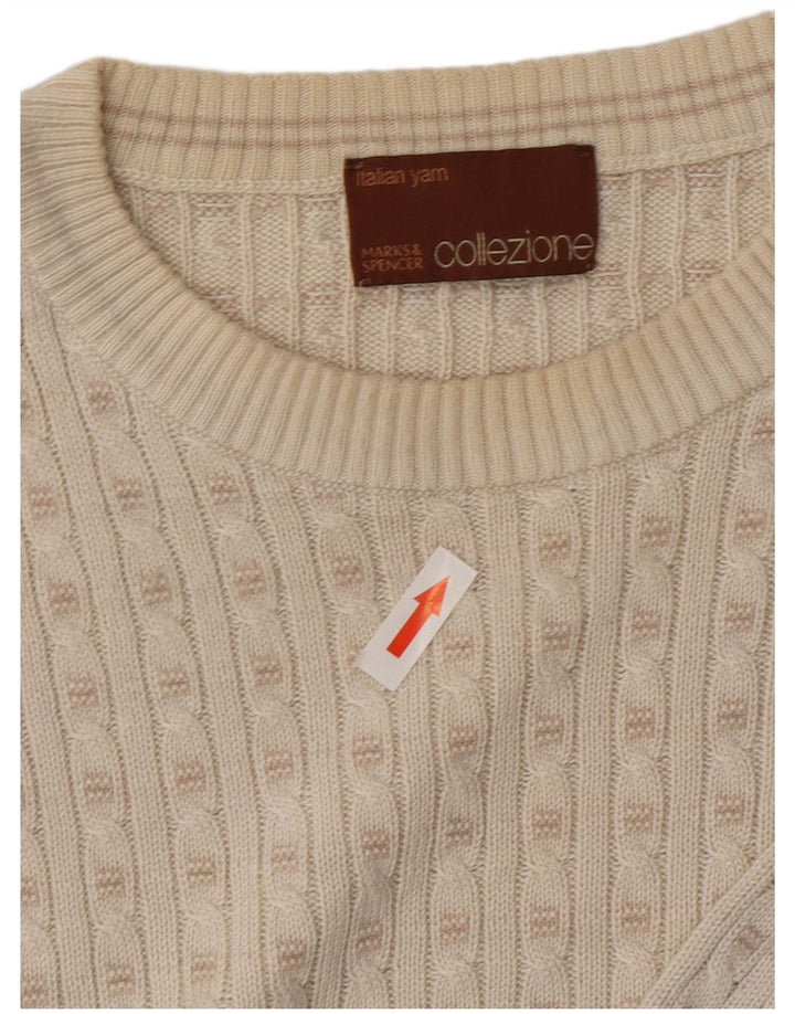 Suéter masculino Marks & Spencer com gola redonda e acrílico branco médio