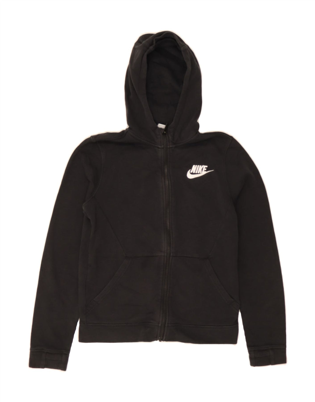 NIKE Boys Zip Hoodie Sweater 12-13 Years Large  Black Cotton Vintage Nike and Second-Hand Nike from Messina Hembry 