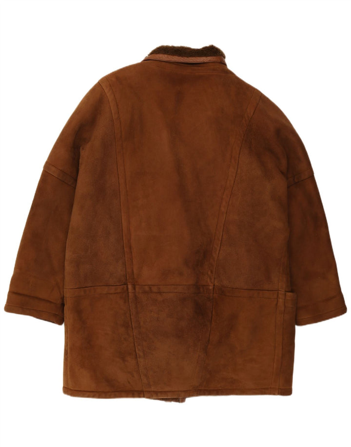 Casaco feminino vintage de corte grande IT 42 Shearling marrom médio