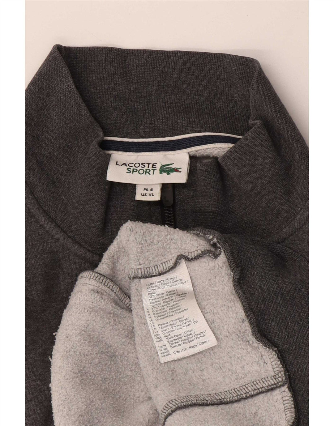 Lacoste Mens Tracksuit Top Jacket Tamanho 6 XL Cinza Algodão