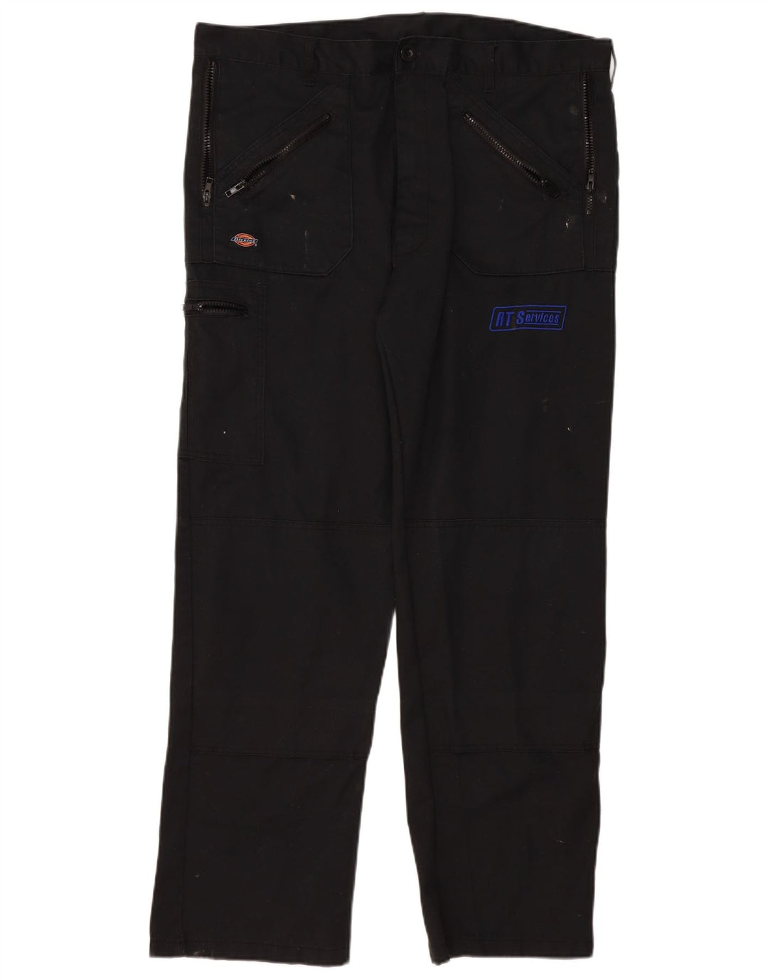 Calças cargo retas masculinas Dickies W38 L31 poliéster preto