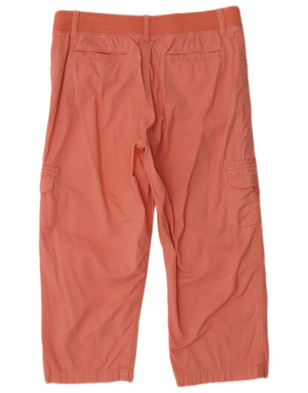Calça cargo feminina Lee Capri relaxada ajuste US 12 grande W34 L23 algodão rosa