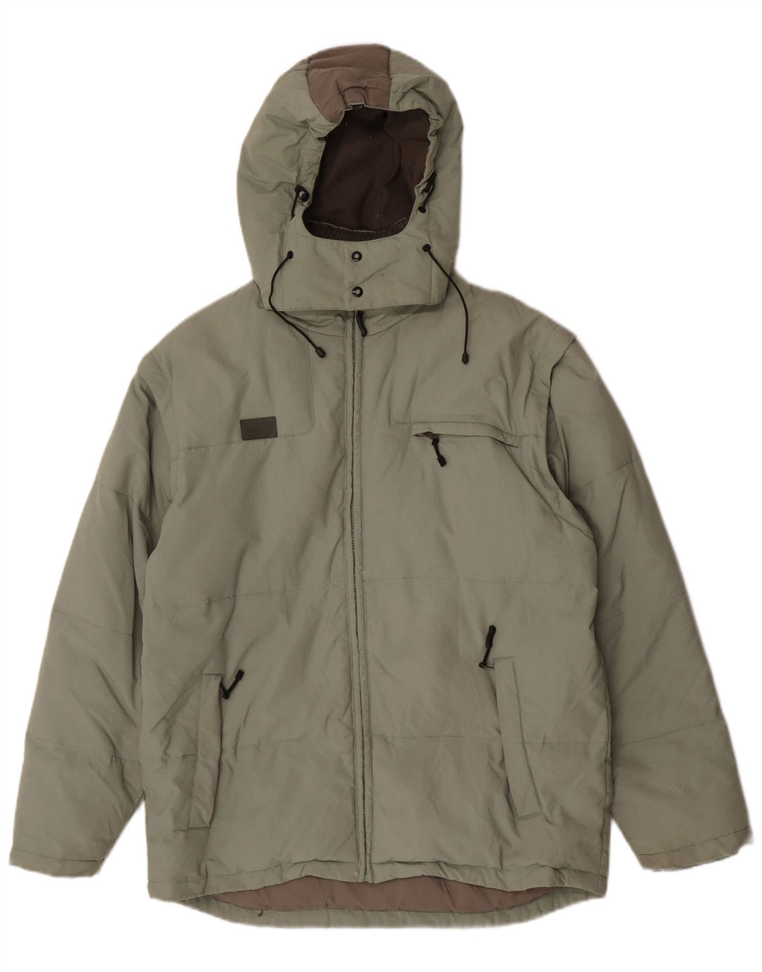 Jaqueta acolchoada com capuz masculino Fila UK 40 grande poliamida cáqui