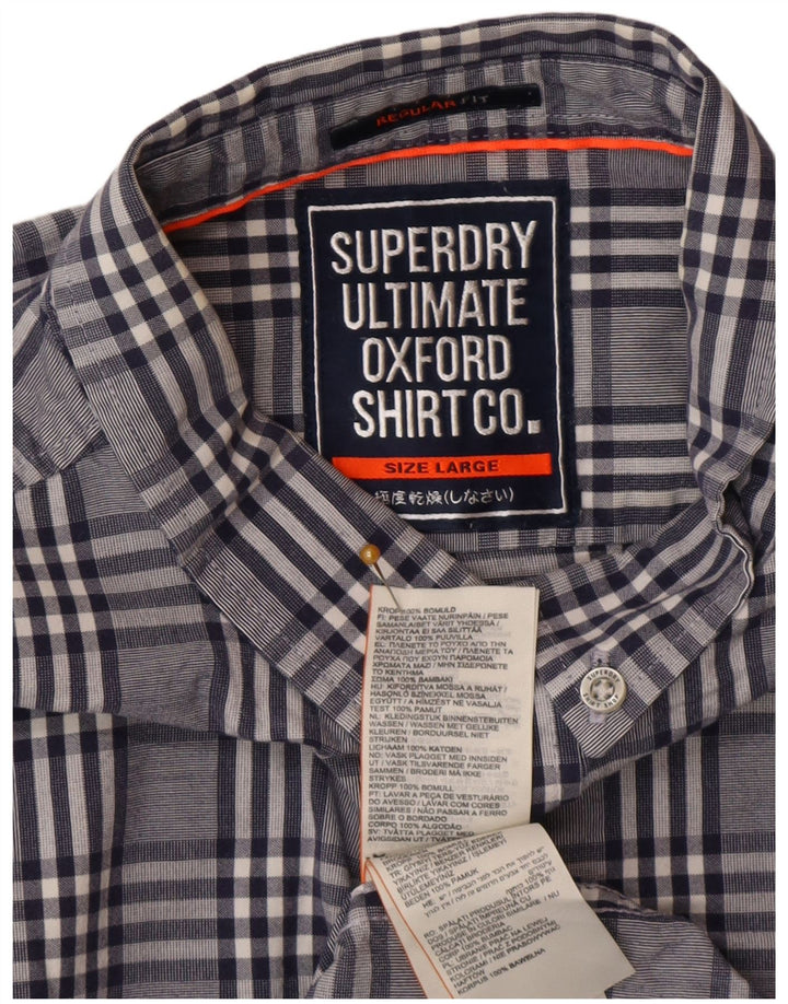 Camisa masculina Superdry Regular Fit grande algodão xadrez azul