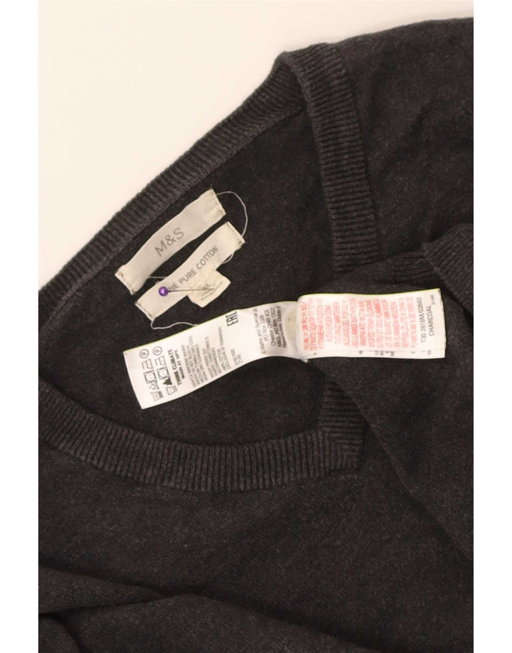 Suéter masculino Marks & Spencer com decote em V XL algodão cinza