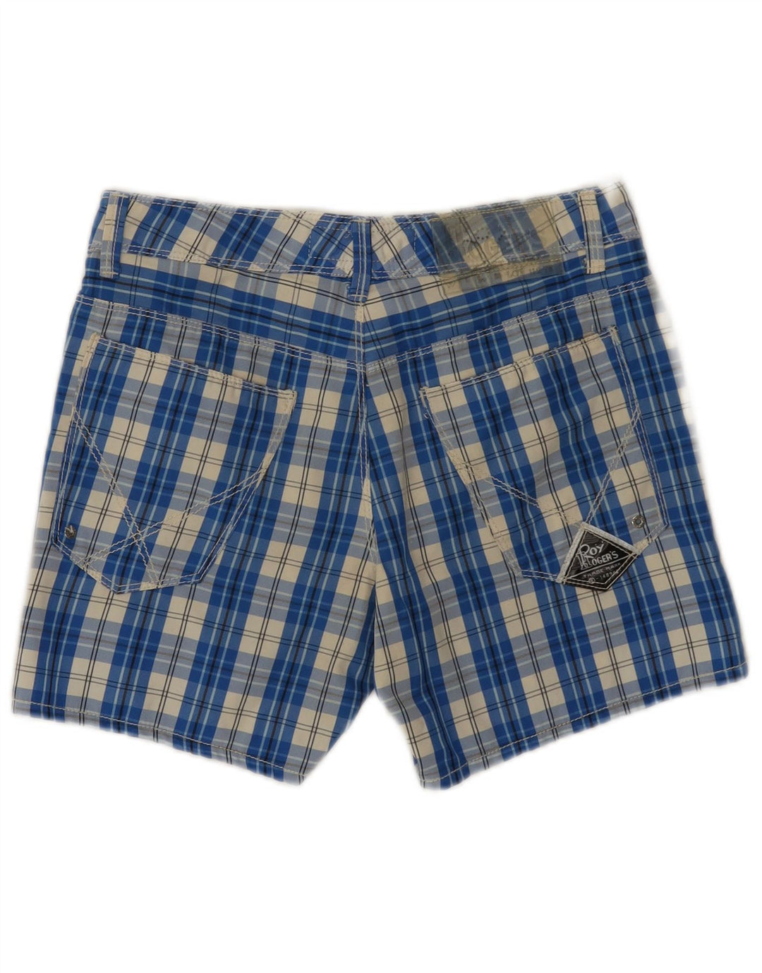Roy Rogers Shorts feminino casual IT 44 médio W30 azul xadrez poliamida