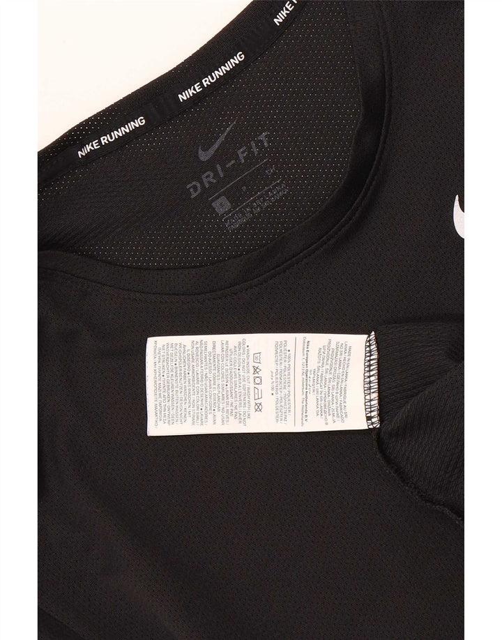 Camiseta feminina Nike Dri Fit Top UK 10 pequena preta poliéster