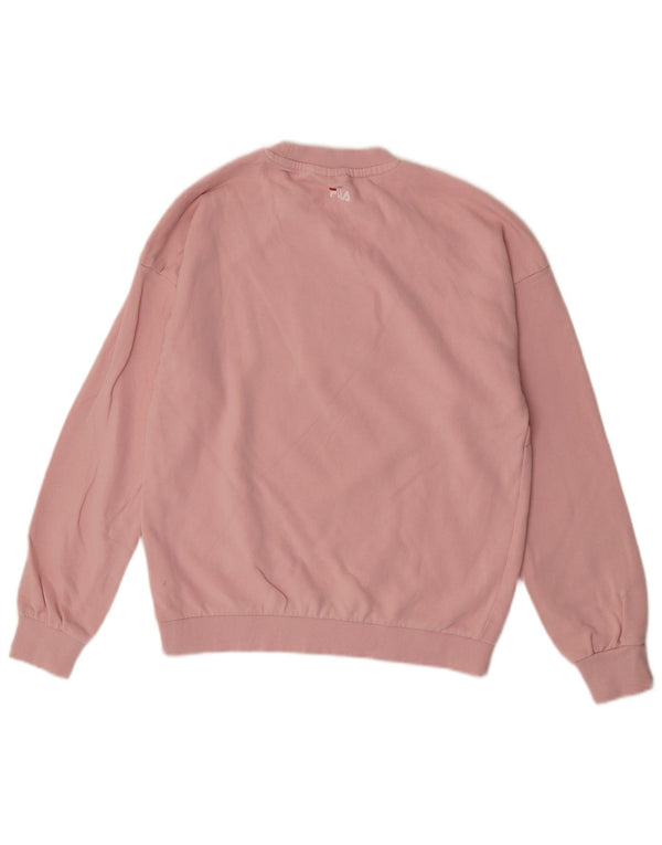 Fila moletom gráfico feminino jumper UK 14 médio algodão rosa