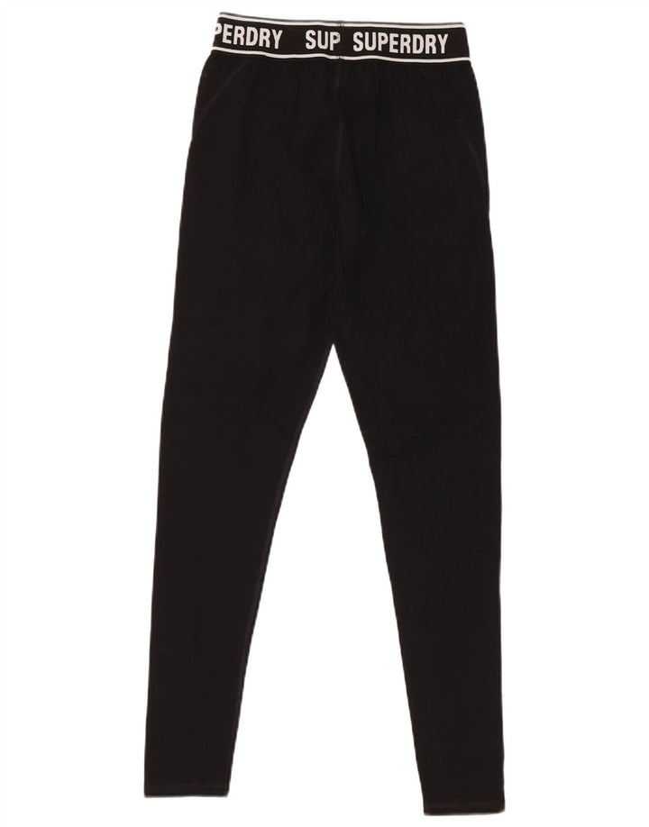 Leggings gráficas femininas SUPERDRY Reino Unido 8 pequeno algodão preto