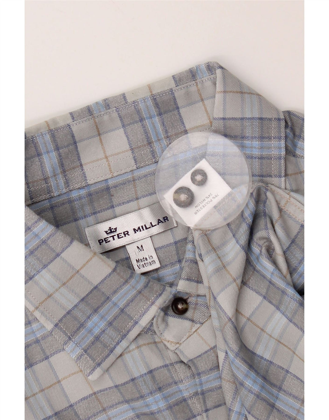 Camisa masculina de flanela Peter Millar poliéster xadrez cinza médio