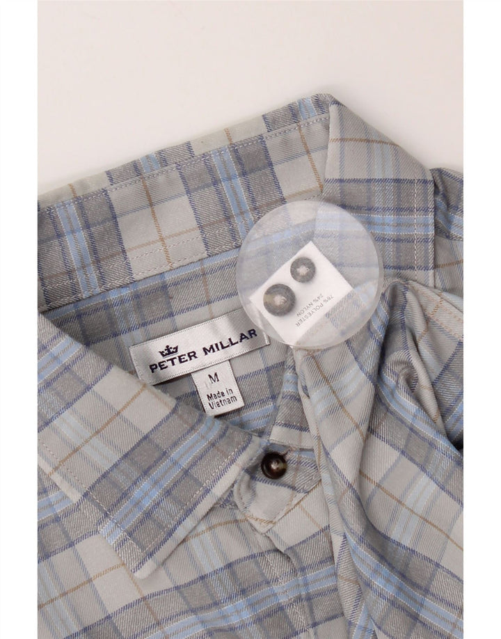Camisa masculina de flanela Peter Millar poliéster xadrez cinza médio