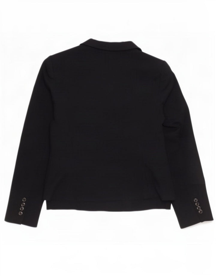 Jaqueta blazer feminina de 2 botões Marks & Spencer Reino Unido 12 poliéster preto médio