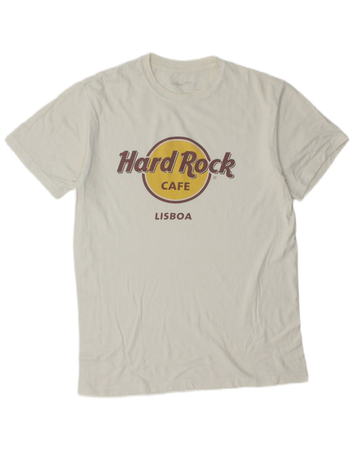 Camiseta masculina Hard Rock Cafe Lisboa Graphic Top Médio Branco
