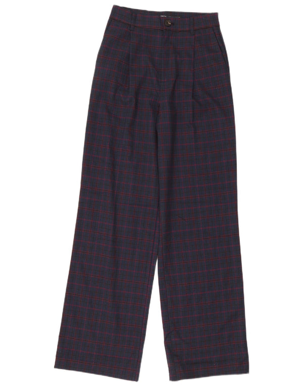 Zara Calça Chino Feminina Cintura Alta XS W24 L32 Azul Marinho Houndstooth
