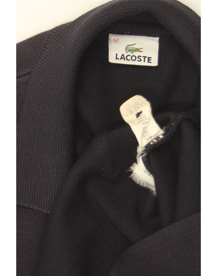 Suéter cardigã masculino Lacoste IT 52 grande lã azul marinho