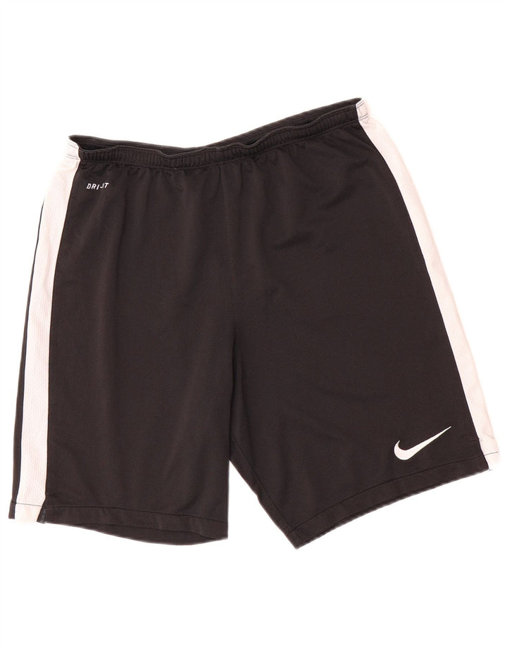 Shorts esportivos masculinos Nike Dri Fit médio preto colorblock poliéster