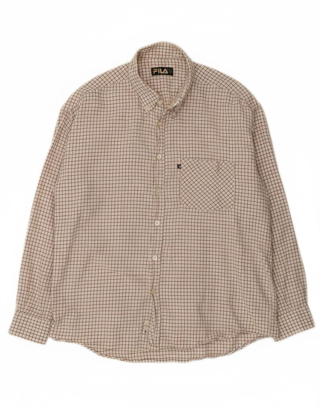 Camisa masculina FILA XL Off White Check Cotton