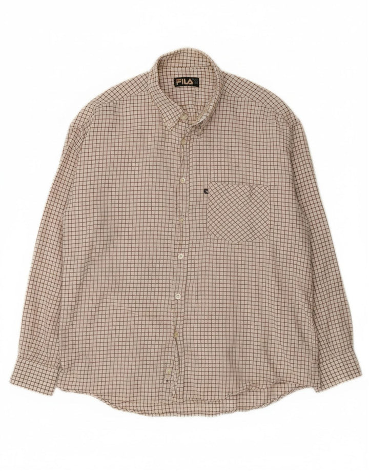 Camisa masculina FILA XL Off White Check Cotton