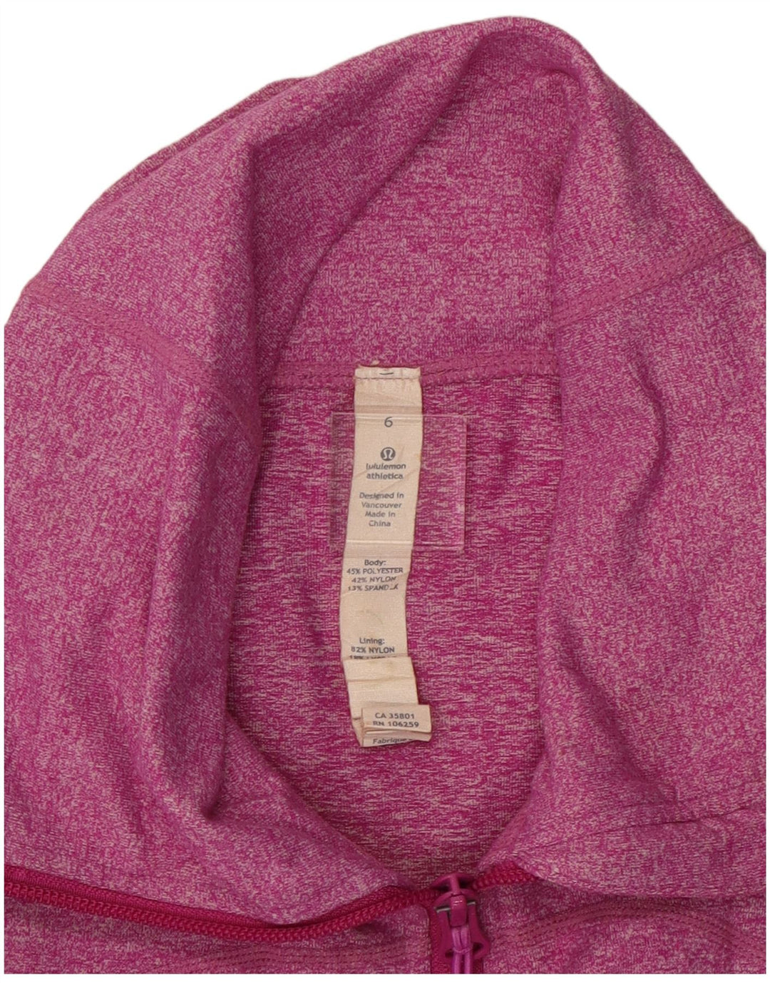 Lululemon Jaqueta feminina de agasalho US 6 poliéster manchado rosa médio