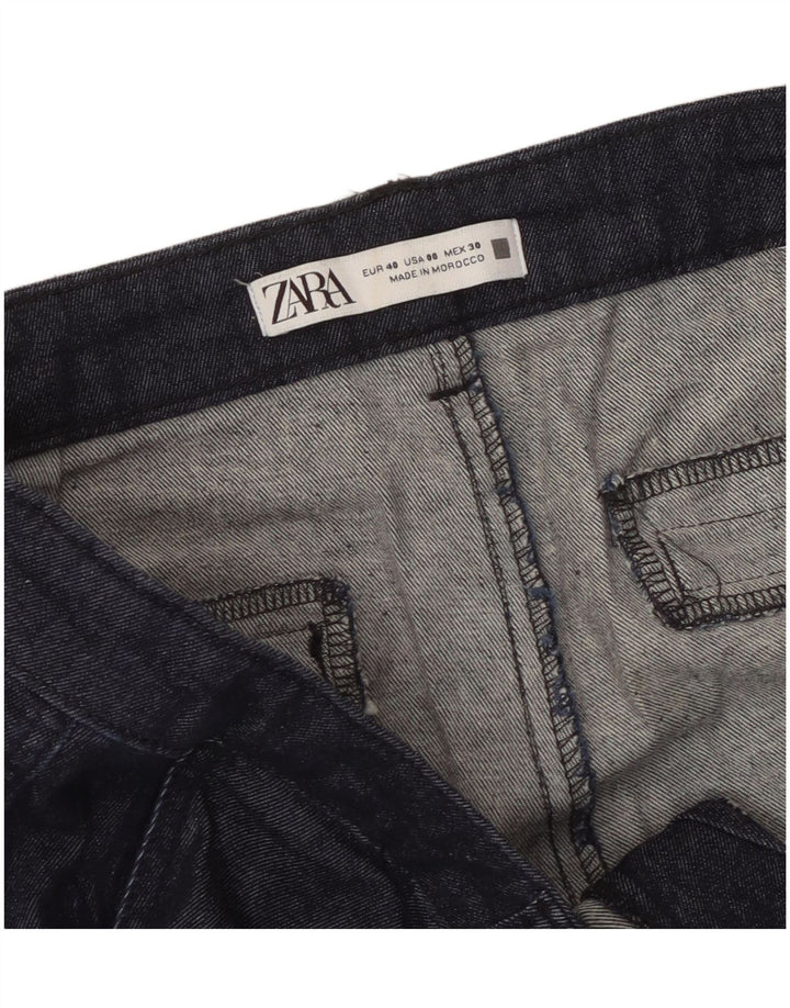 Calças cortadas femininas Zara EU 40 médio W30 L25 azul marinho