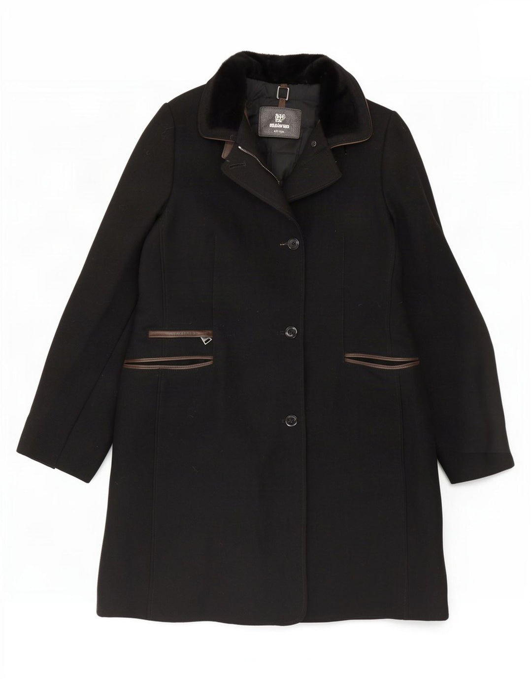 Sobretudo feminino Mabrun IT 48 XL lã virgem preta